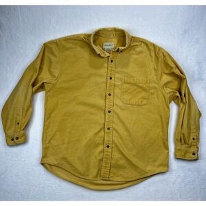 Vtg Eddie Bauer Corduroy Shirt Mens Sz Large Yellow Button Down Long Sleeve